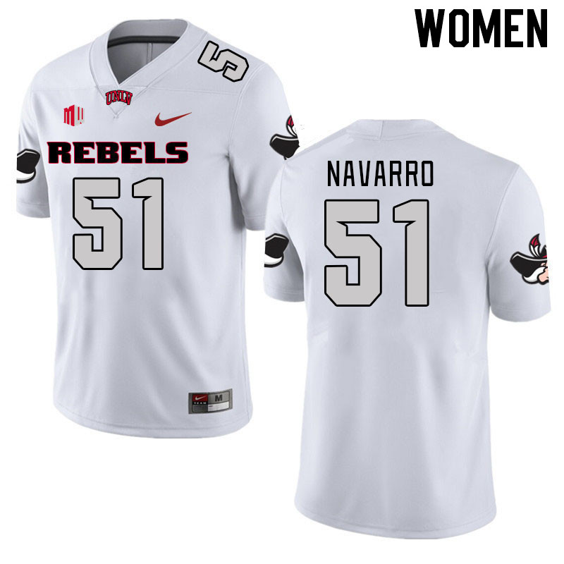 Women #51 Bobby Navarro UNLV Rebels 2023 College Football Jerseys Stitched-White